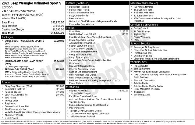 2021 Jeep Wrangler Unlimited Sport S