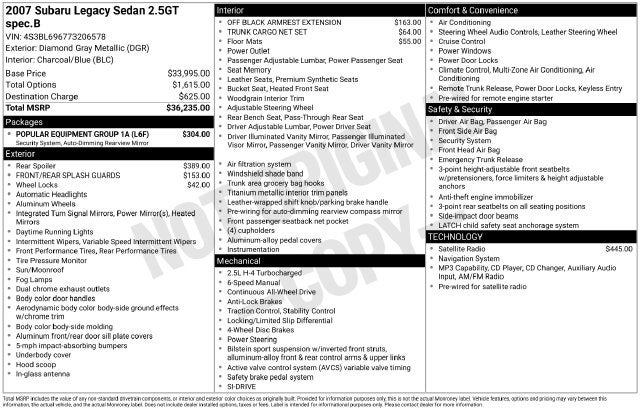 2007 Subaru Legacy 2.5GT spec.B