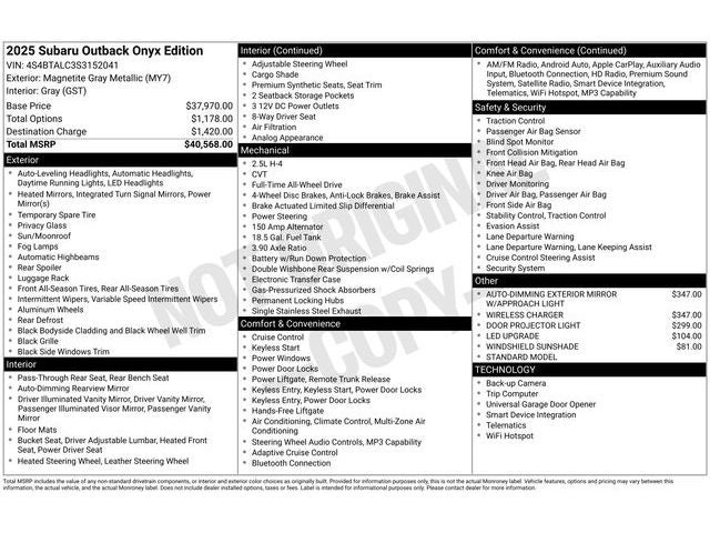 2025 Subaru Outback Onyx Edition