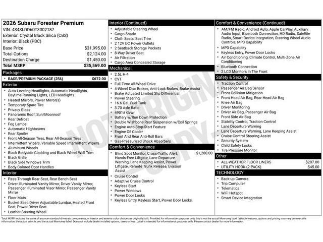 2026 Subaru Forester Premium
