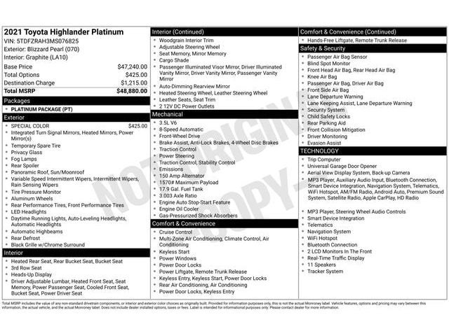 2021 Toyota Highlander Platinum