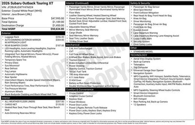 2026 Subaru Outback Touring XT