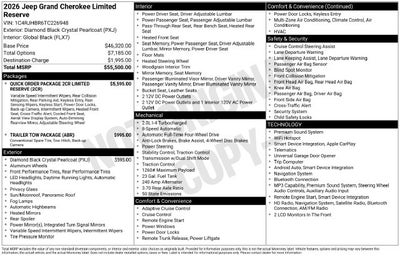 2026 Jeep Grand Cherokee Limited Reserve