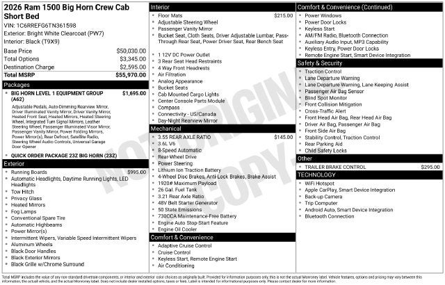 2026 RAM 1500 Big Horn/Lone Star