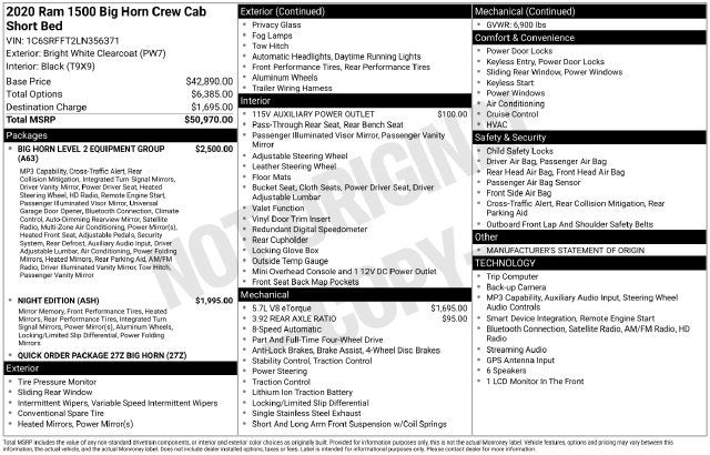 2020 RAM 1500 Big Horn/Lone Star