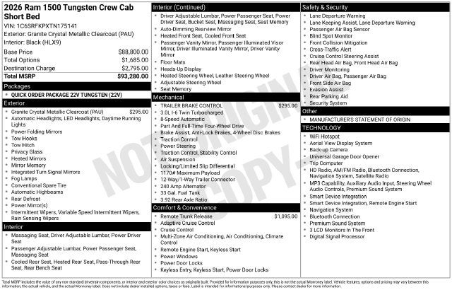 2026 RAM 1500 Tungsten
