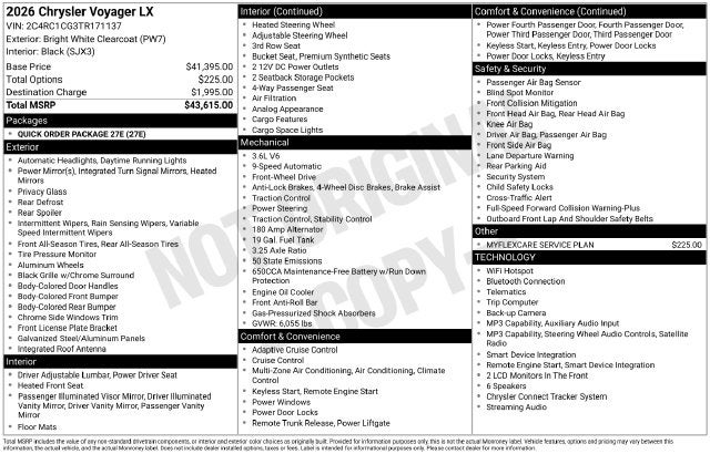 2026 Chrysler Voyager LX