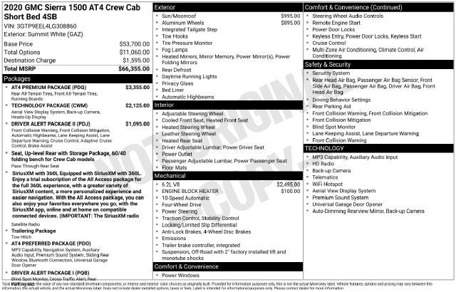 2020 GMC Sierra 1500 AT4