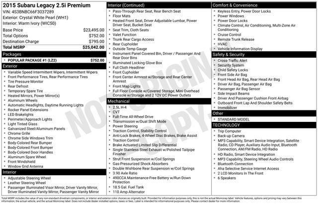 2015 Subaru Legacy 2.5i Premium