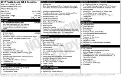 2017 Toyota Sienna XLE 8 Passenger