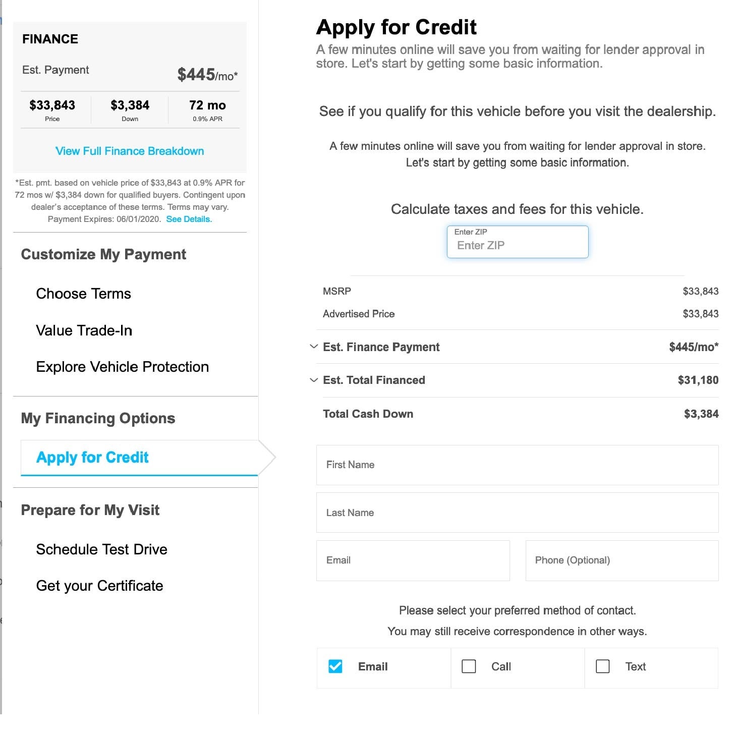 Apply for Financing